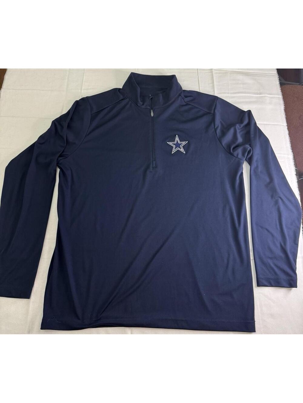 Dallas Cowboys  Antigua 1/4 Zip  Dri Fit Pullover Long Navy Blue Size L